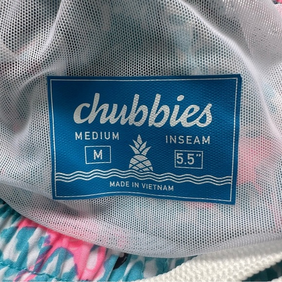 Chubbies Shorts Men's Classic 5.5” Swim Trunks Domingo Flamingo Blue Pink Sz M - Picture 9 of 13